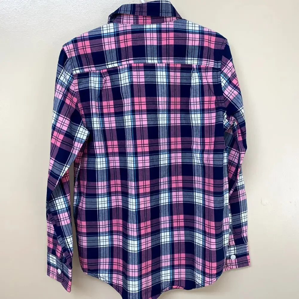 The Children's Place Plaid Button-Up Long Sleeve Tops Size: Medium 7/8 Girls